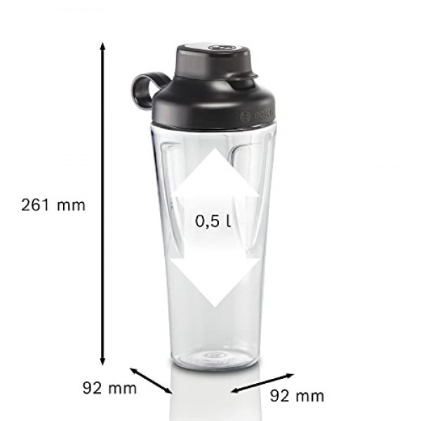 Bosch Hausgeräte VitaPower 시리즈 2 미니 블렌더 MMB2111S, 미니 고속 믹서 및 Bosch ToGo 병 MMZBT01B, 스무디 ToGo 병 0
