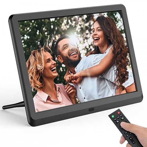 FamBrow 디지털 액자, 10인치, 1920 x 1080P HD IPS 화면을 갖춘 전자 액자, 원격 제어, 간편한 설정, 비디오/음악/사진/달력/시계, SD/USB 지원