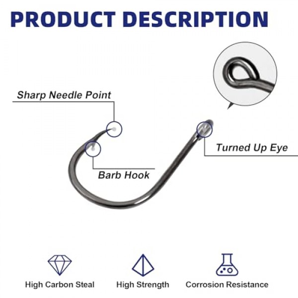 UCEC 500pcs 낚시 후크 세트 민물 바닷물 고탄소강 10가지 크기 메기 송어 미끼 낚시용 플라스틱 상자에 있는 작은 낚시 후크 색상 검정 또는 금색