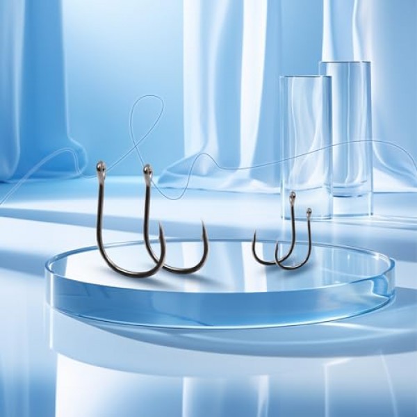 UCEC 500pcs 낚시 후크 세트 민물 바닷물 고탄소강 10가지 크기 메기 송어 미끼 낚시용 플라스틱 상자에 있는 작은 낚시 후크 색상 검정 또는 금색