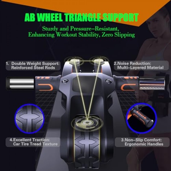 홈 체육관용 Ab 롤러 휠 - 코어 근력 훈련 및 복부, 디지털 디스플레이가 있는 Ab 운동 장비, 무릎 패드 액세서리가 있는 Ab 휠 - 이상적인 가정용 피트니스 장비