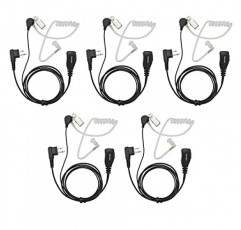 모토로라 CLS1410 CLS1110 BRP40 CP200 CP200D CP185 DTR650 RDU2020 RDU4100 RDU4160D RDU2080D RMU2040 RMU2080D(5팩)와 호환되는 마이크 2핀 어쿠스틱 튜브 헤드셋이 포함된 워키토키 이어폰