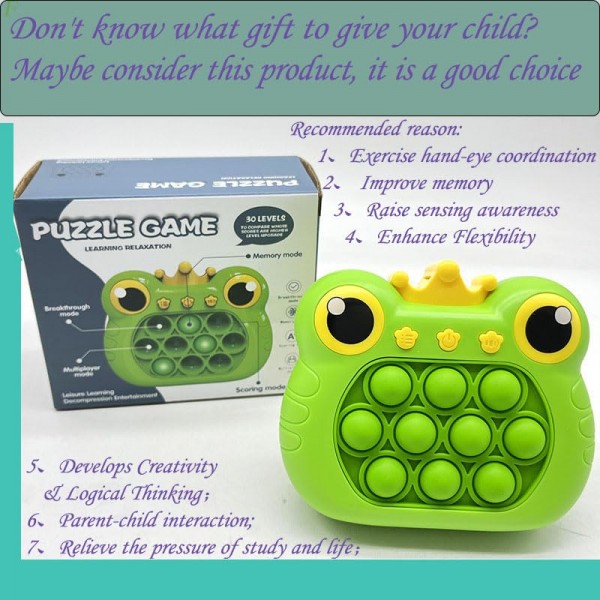 팝 패스트 푸시 게임 어린이를 위한 휴대용 게임 퍼즐 게임 3-12 생일 선물, 어린이 및 성인을 위한 감각적 안절부절 장난감(녹색)