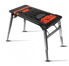 바퀴가 있는 7 in 1 접이식 작업대, 다목적 고강도 작업대, 이동식 강철 다리가 없는 조립 테이블-550lbs 표면 인쇄된 눈금 및 각도 사양(45IN)을 위한 부하 용량