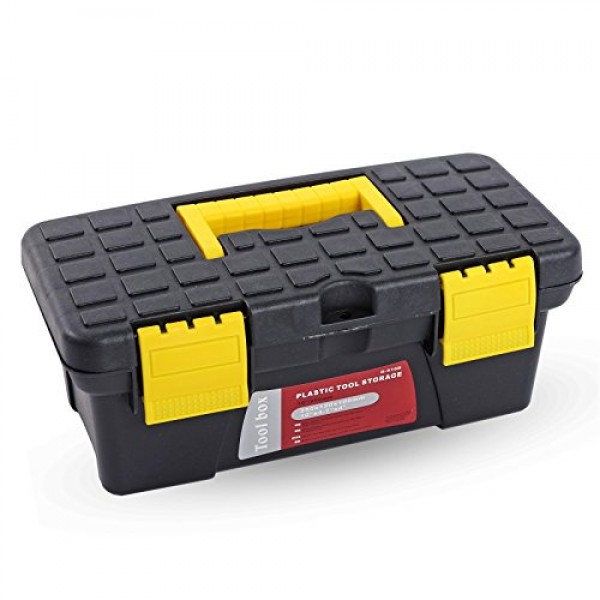 ANGLER 보관 상자, 25 x 12 x 10 cm, 검정색, 실용적인 재료 상자, 견고한 도구 상자