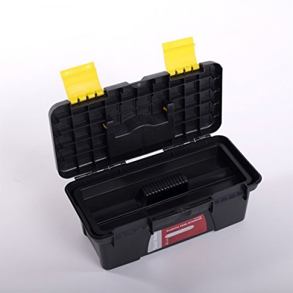 ANGLER 보관 상자, 25 x 12 x 10 cm, 검정색, 실용적인 재료 상자, 견고한 도구 상자