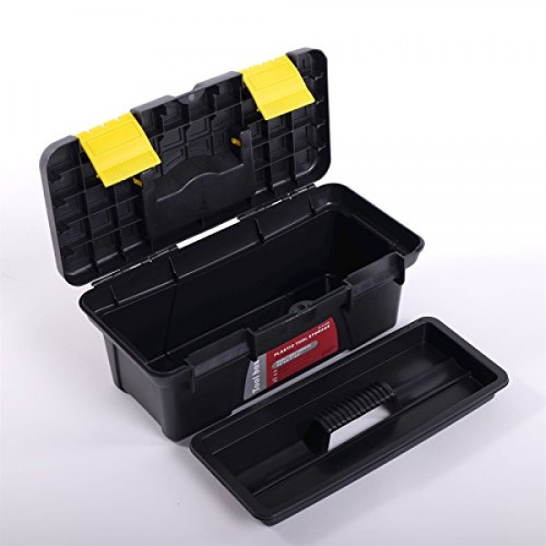 ANGLER 보관 상자, 25 x 12 x 10 cm, 검정색, 실용적인 재료 상자, 견고한 도구 상자