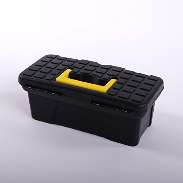 ANGLER 보관 상자, 25 x 12 x 10 cm, 검정색, 실용적인 재료 상자, 견고한 도구 상자