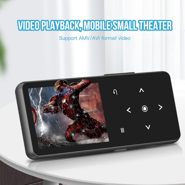 MP3 플레이어 Bluetooth 5.0 스포츠 음악 플레이어 32GB HiFi 무손실 오디오 워크맨 내장 HD 스피커, 비디오, 음성 녹음, FM 라디오, 전자책 리더기 최대 128GB 지원