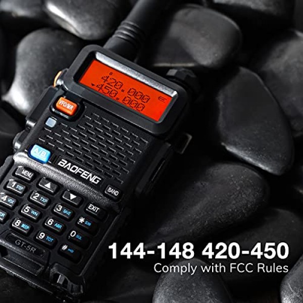 BAOFENG GT-5R 듀얼 밴드 양방향 라디오 144-148/420-450MHz, Baofeng UV-5R의 FCC 준수 버전, 성인용 햄 라디오 핸드 헬드, Chirp 지원