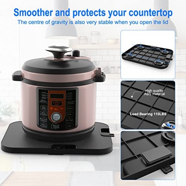 양방향 기기 롤링 트레이, 8개 바퀴 로드 110LBS 헤비듀티 스탠드 믹서 에어 프라이어 커피 메이커 및 블렌더용 추가 폭 슬라이딩 트레이 액세서리, 폭 16.9 x 깊이 12.8