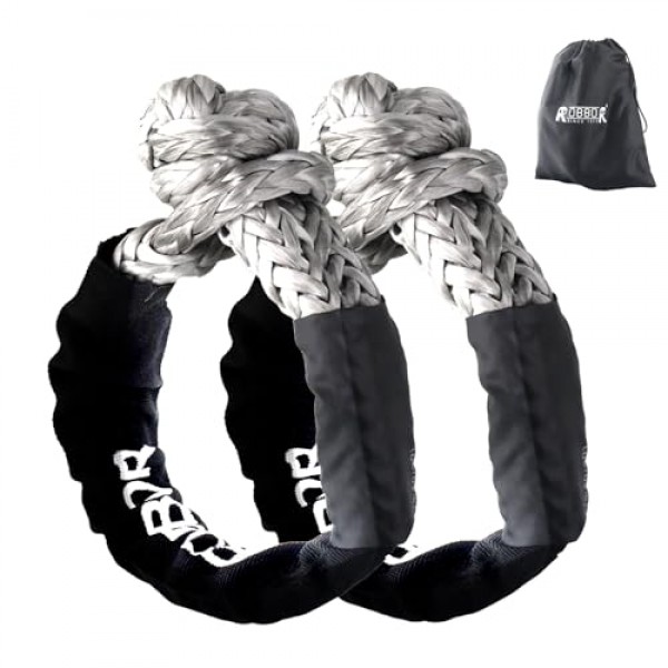 소프트 샤클 1/2 x 22인치 56,000 LBS 파손 강도, 고강도 합성 도로 복구 보호 슬리브가 있는 소프트 샤클 로프 오프로드 견인, ATV, 4x4, 트럭, 고성능 샤클