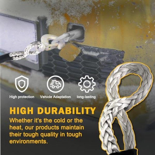 소프트 샤클 1/2 x 22인치 56,000 LBS 파손 강도, 고강도 합성 도로 복구 보호 슬리브가 있는 소프트 샤클 로프 오프로드 견인, ATV, 4x4, 트럭, 고성능 샤클