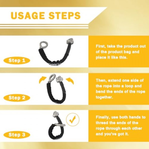 소프트 샤클 1/2 x 22인치 56,000 LBS 파손 강도, 고강도 합성 도로 복구 보호 슬리브가 있는 소프트 샤클 로프 오프로드 견인, ATV, 4x4, 트럭, 고성능 샤클