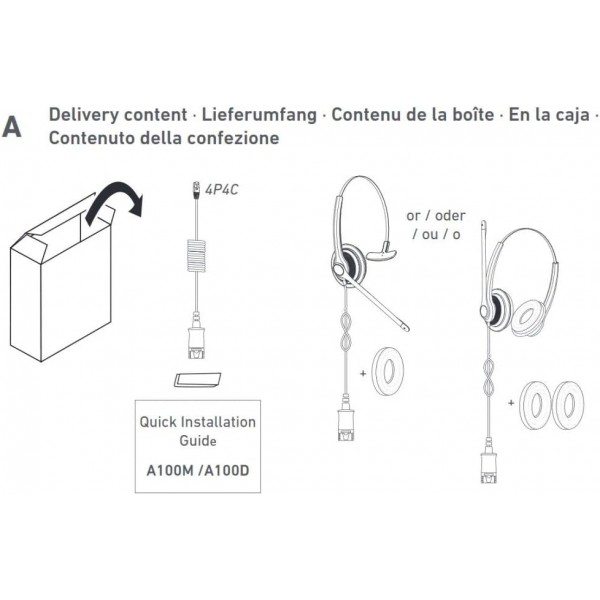 모든 Snom 데스크톱 전화기용 Snom A100M 헤드셋(300° 유연한 암, 패시브 마이크, 최적화된 스피커 설정 덕분에 뛰어난 광대역 사운드) 블랙, 00004341 A100M 모든 Snom 전화기