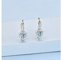 JO WISDOM 크리올 귀걸이 매달려 타원형 하트 실버 925 여성용 3A 지르코니아 9월 탄생석 사파이어 컬러, 여성용 주얼리