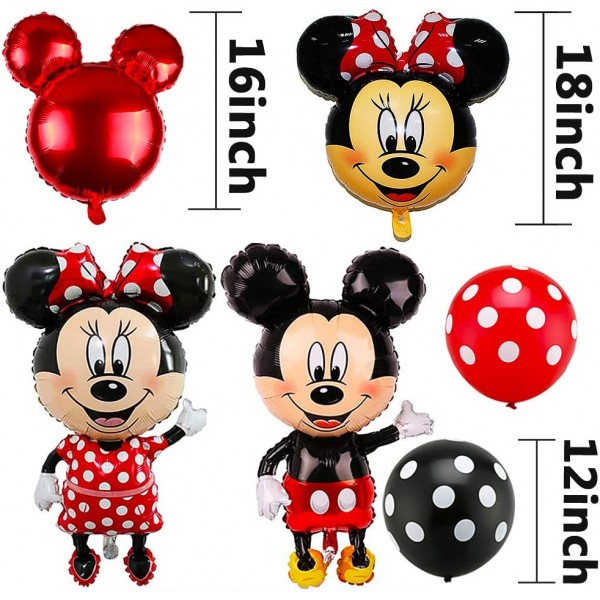 Miickey 테마 파티 장식 생일 파티 세트, BESTZY Miickey 풍선 레드 블랙 풍선 미키 1 생일 테마 파티 용품 테마 생일 파티 장식, 베이비 샤워 용품