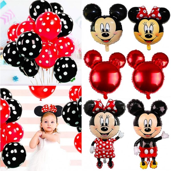 Miickey 테마 파티 장식 생일 파티 세트, BESTZY Miickey 풍선 레드 블랙 풍선 미키 1 생일 테마 파티 용품 테마 생일 파티 장식, 베이비 샤워 용품
