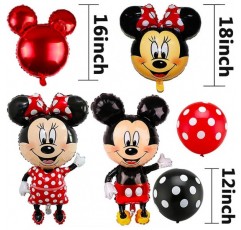 Miickey 테마 파티 장식 생일 파티 세트, BESTZY Miickey 풍선 레드 블랙 풍선 미키 1 생일 테마 파티 용품 테마 생일 파티 장식, 베이비 샤워 용품