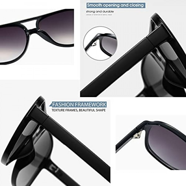 Grainas 70s 빈티지 레트로 선글라스 남성 여성 유니섹스 자외선 차단 400 여성 남성 클래식 대형 프레임 안경 (옐로우 + 브라운)