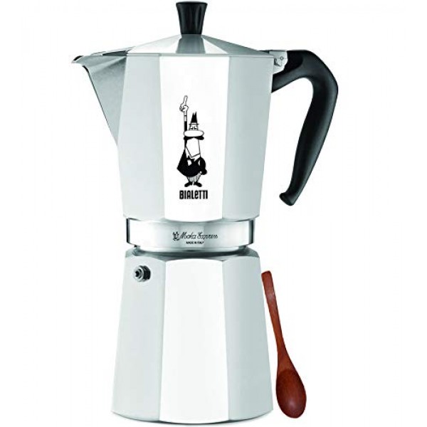 오리지널 비알레티 12-에스프레소 컵 모카 익스프레스 | 에스프레소 메이커 머신 및 Zonoz 목재 소형 에스프레소 젓는 스푼 번들(12컵, 25fl oz, 775ml)