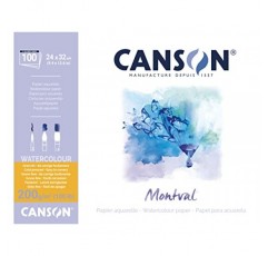 Canson Montval 수채화 연습용 종이 패드 100매 포함, 크기: 24x32cm, 천연 흰색 및 냉압착(아님)
