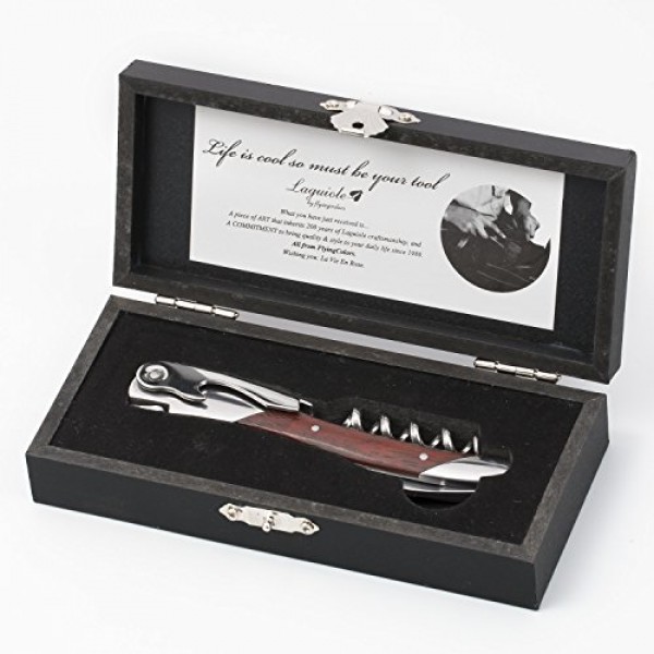 Laguiole By FlyingColors 와인 오프너 소믈리에 전문 웨이터의 코르크따개. 장미 나무 손잡이, 나무 선물 상자
