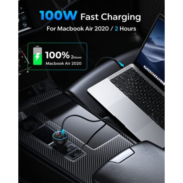 160W USB C 차량용 충전기, Baseus Type C 차량용 충전기, QC5.0 PD3.0 PPS 3 포트 iPhone 15 14 13 Pro, Samsung S22 iPad MacBook Pro용 초고속 충전 차량용 전화 충전기 어댑터