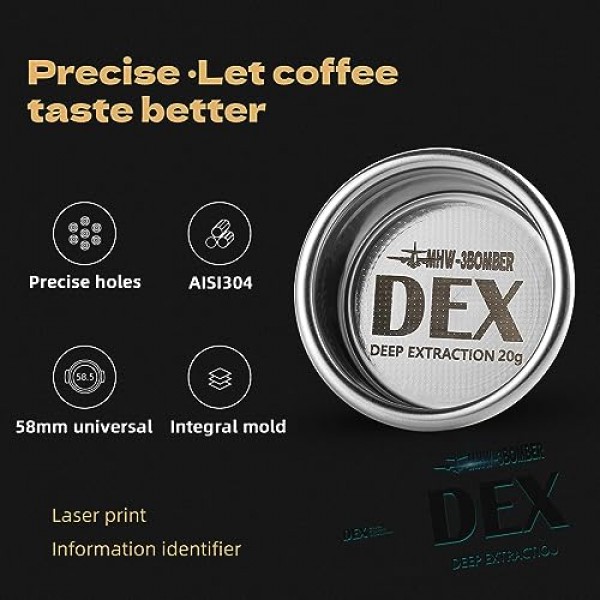 MHW-3BOMBER 58mm 22g 필터 바구니 DEX 58mm 정밀 바구니 에스프레소 커피 필터 FB5623