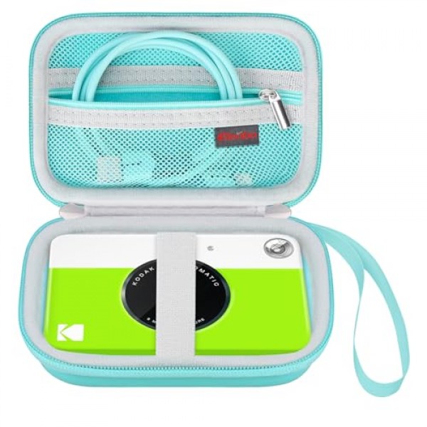 KODAK Printomatic 디지털 즉석 인쇄 카메라용 카메라 운반 케이스, 휴대용 Bluetooth 포토 프린터 보관 홀더 가방, Zink 인화지에 맞는 메시 가방, MicroSD 카드, USB 케이블, 녹색