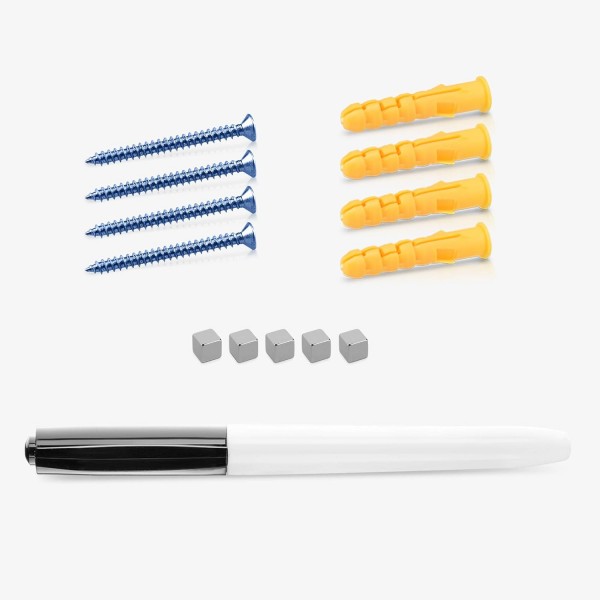 Navaris 마그네틱 보드 유리로 만든 마그네틱 보드 - 48x48cm 쓰기용 마그네틱 보드 - 순수한 흰색의 마그네틱 보드 - 자석 펜 홀더 포함