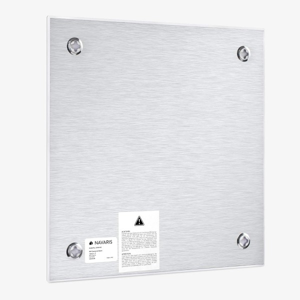 Navaris 마그네틱 보드 유리로 만든 마그네틱 보드 - 48x48cm 쓰기용 마그네틱 보드 - 순수한 흰색의 마그네틱 보드 - 자석 펜 홀더 포함