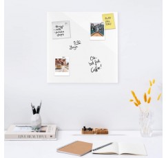 Navaris 마그네틱 보드 유리로 만든 마그네틱 보드 - 48x48cm 쓰기용 마그네틱 보드 - 순수한 흰색의 마그네틱 보드 - 자석 펜 홀더 포함