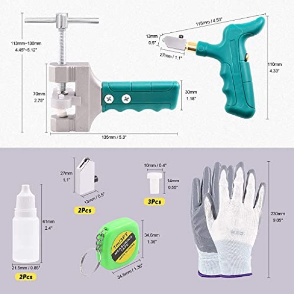 Swpeet 12Pcs 2 in 1 유리 타일 커터 도구 키트(유리 깨는 펜치 및 유리 커터, 거울 절단 키트, 유리 런닝 펜치 포함) 쉬운 활공 유리 및 타일 커터를 위한 세라믹 절단 도구