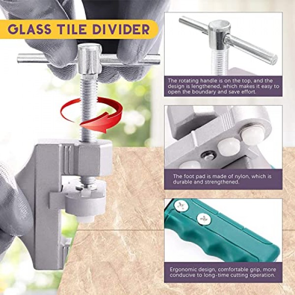 Swpeet 12Pcs 2 in 1 유리 타일 커터 도구 키트(유리 깨는 펜치 및 유리 커터, 거울 절단 키트, 유리 런닝 펜치 포함) 쉬운 활공 유리 및 타일 커터를 위한 세라믹 절단 도구