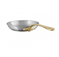 Mauviel M'Cook B 5겹 광택 스테인리스 스틸 프라이팬(황동 손잡이 포함), 10.2인치, 프랑스산