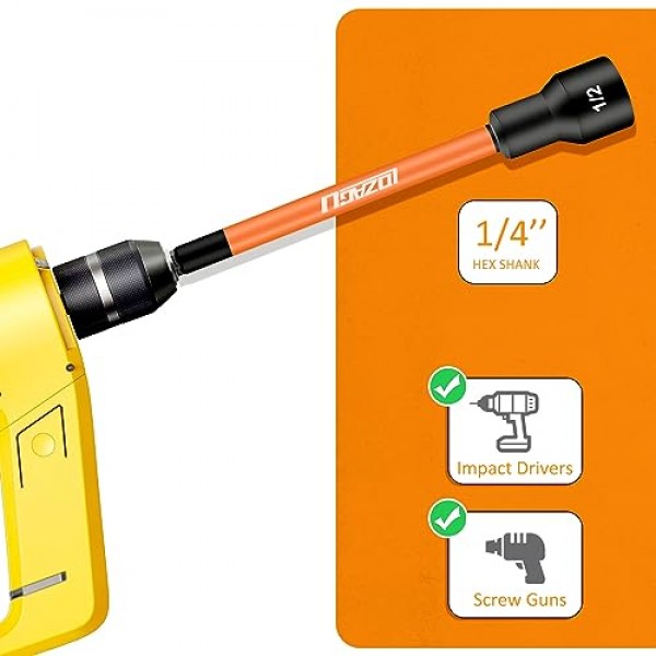 16PCS 마그네틱 너트 드라이버 세트 | 6인치 긴 너트 드라이버 세트 | SAE 및 미터법 | 1/4인치 육각 섕크 | Cr-V 강철