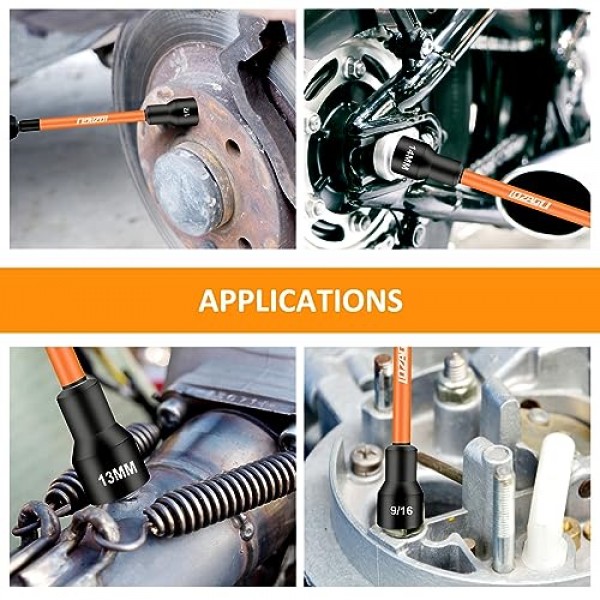 16PCS 마그네틱 너트 드라이버 세트 | 6인치 긴 너트 드라이버 세트 | SAE 및 미터법 | 1/4인치 육각 섕크 | Cr-V 강철