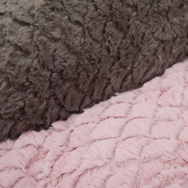 Rosewood 04404 럭셔리 강아지 침대 스몰, 소용돌이 패턴과 내부에 플러시 양면 쿠션이 있는 아늑한 부드러운 모피로 제작됨 - 세탁기, 46 x 36 cm, 그레이/핑크 46 cm