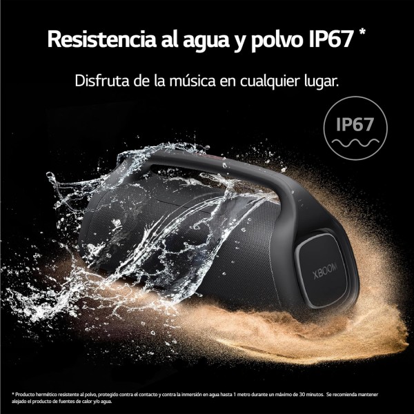 LG XBOOM Go XG9Q 블루투스 케이스 80W 스피커 및 사운드 부스트 스트로브 조명 방수 및 방진(IP67) 다이내믹 베이스 최적화 24시간 자율 블랙