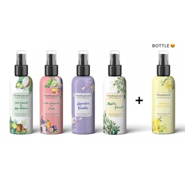 화장실용 퓨페셔널 똥 스프레이, 똥 전 화장실 냄새 제거기, 4팩 + 선물 1개, 여행용 2.5온스