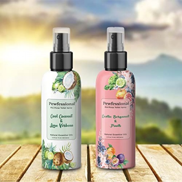 화장실용 퓨페셔널 똥 스프레이, 똥 전 화장실 냄새 제거기, 4팩 + 선물 1개, 여행용 2.5온스