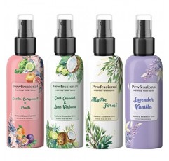 화장실용 퓨페셔널 똥 스프레이, 똥 전 화장실 냄새 제거기, 4팩 + 선물 1개, 여행용 2.5온스