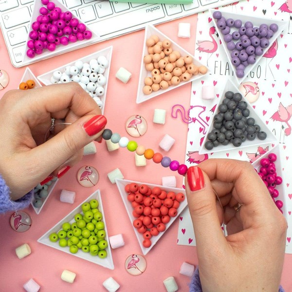 스레딩용 사딩고 원목비즈(500개, 8mm) 컬러풀 비즈, 크래프트 비즈 세트, 마크라메 원목 비즈, 색상 선택 가능, 색상: 내츄럴