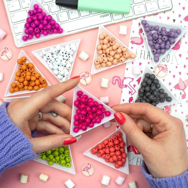 스레딩용 사딩고 원목비즈(500개, 8mm) 컬러풀 비즈, 크래프트 비즈 세트, 마크라메 원목 비즈, 색상 선택 가능, 색상: 내츄럴