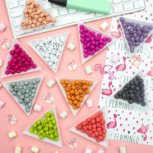 스레딩용 사딩고 원목비즈(500개, 8mm) 컬러풀 비즈, 크래프트 비즈 세트, 마크라메 원목 비즈, 색상 선택 가능, 색상: 내츄럴