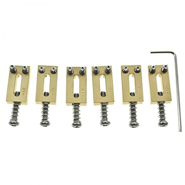 KAISH 솔리드 브래스 기타 브리지 안장 Stratocaster/Telecaster 용 니켈 나사가있는 황동 안장 10.5mm 문자열 간격