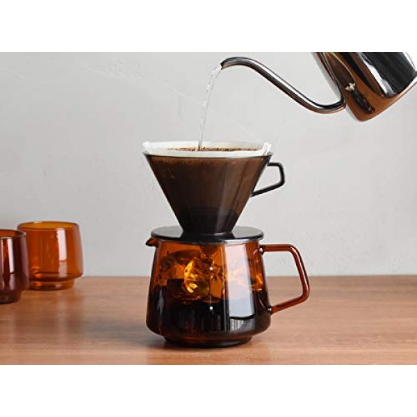 KINTO 21749 세피아 주전자, 4컵, 호박색, 전자레인지 및 식기세척기 사용 가능, 저울 포함