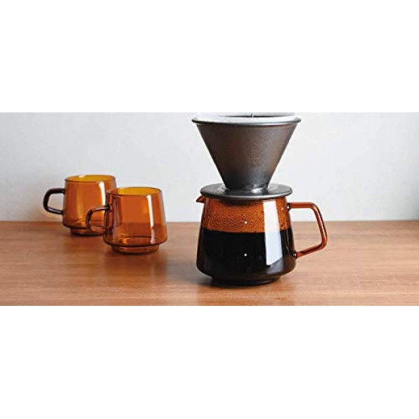KINTO 21749 세피아 주전자, 4컵, 호박색, 전자레인지 및 식기세척기 사용 가능, 저울 포함