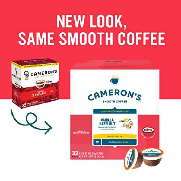 Cameron's Coffee 1인용 포드, 맛, 바닐라 헤이즐넛, 32개(1팩)